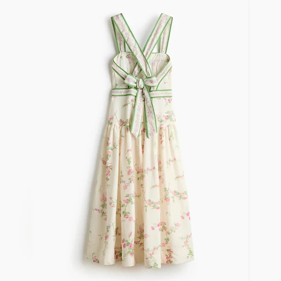 H&M Lovely Long FLORAL Back Tie-detail Midi Dress Floral Cream Floral BNWT - Picture 13 of 16